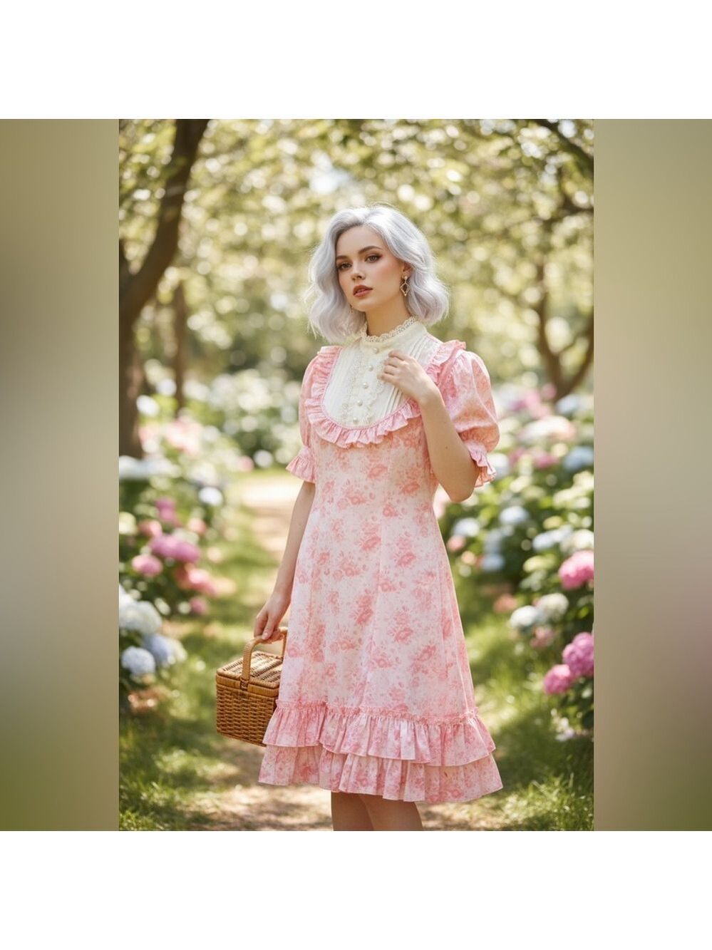 Bodyline Sweet Lolita Pink Floral OP Dress 2L Harajuku J-Fashion Kawaii 2011 New